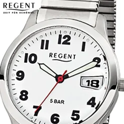 Regent Herren-Armbanduhr F-897 Quarz-Uhr Stahl-Armband silber URF897
