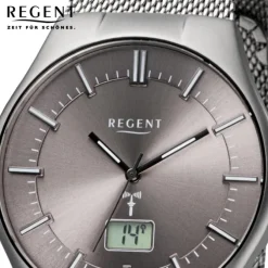 Regent Herren-Armbanduhr 32-FR-215 Funkuhr Edelstahl-Armband silber URFR215