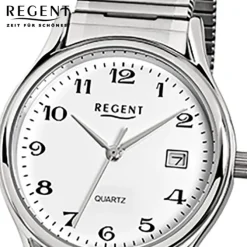 Regent Herren-Armbanduhr F-874 Quarz-Uhr Stahl-Armband silber URF874