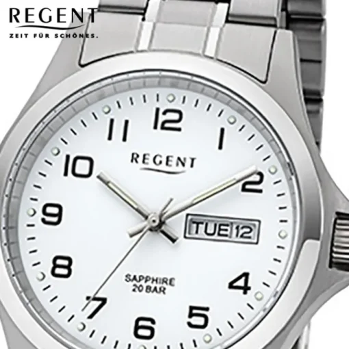 Regent Herren-Armbanduhr 32-F-1040 Quarz-Uhr Edelstahl-Armband silber URF1040