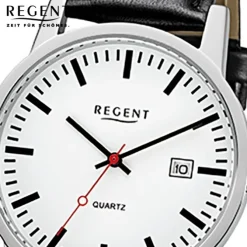 Regent Herren-Armbanduhr 32-F-1027 Quarz-Uhr Leder-Armband schwarz URF1027
