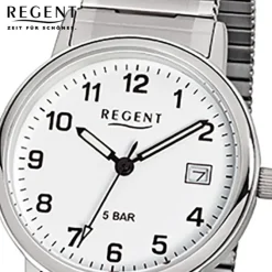 Regent Herren-Armbanduhr F-705 Quarz-Uhr Stahl-Armband silber URF705