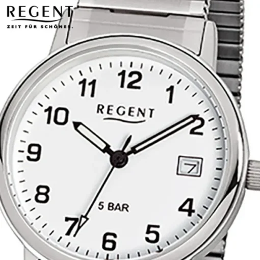 Regent Herren-Armbanduhr F-705 Quarz-Uhr Stahl-Armband silber URF705