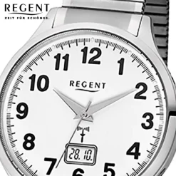 Regent Herren-Armbanduhr 32-FR-211 Funkuhr Edelstahl-Armband silber URFR211