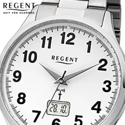 Regent Herren-Armbanduhr 32-FR-230 Funkuhr Edelstahl-Armband silber URFR230