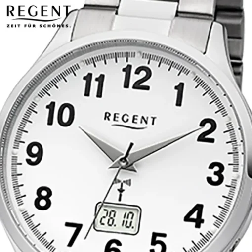 Regent Herren-Armbanduhr 32-FR-230 Funkuhr Edelstahl-Armband silber URFR230