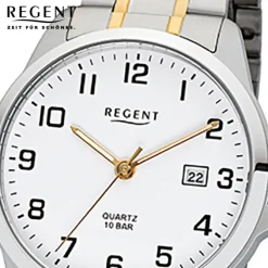 Regent Herren-Armbanduhr 32-F-1014 Edelstahl-Armband silber gold URF1014