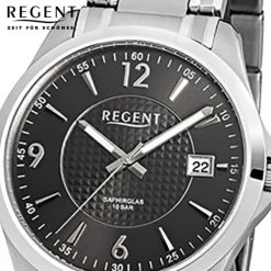 Regent Herren-Armbanduhr F-527 Quarz-Uhr Stahl-Armband silber URF527