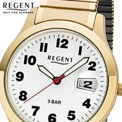 Regent Herren-Armbanduhr 32-F-1017 Quarz-Uhr Edelstahl-Armband gold URF1017