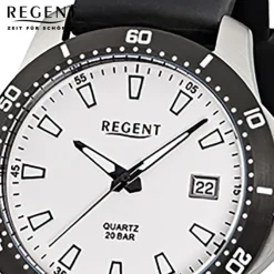 Regent Herren-Armbanduhr F-912 Quarz-Uhr Kunststoff-Armband schwarz URF912