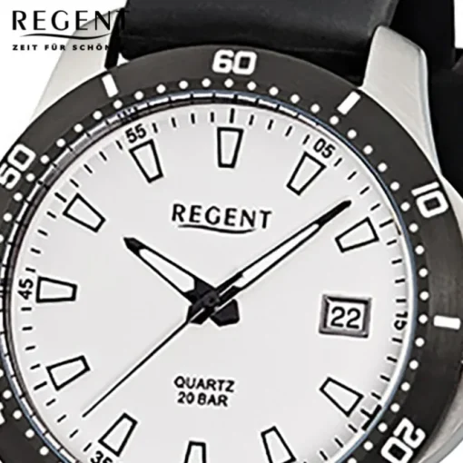 Regent Herren-Armbanduhr F-912 Quarz-Uhr Kunststoff-Armband schwarz URF912