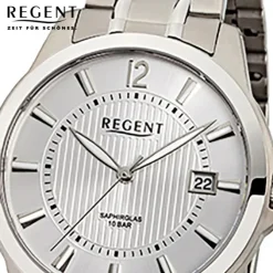 Regent Herren-Armbanduhr F-554 Quarz-Uhr Titan-Armband silber URF554