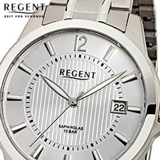 Regent Herren-Armbanduhr F-554 Quarz-Uhr Titan-Armband silber URF554