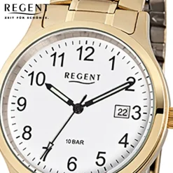 Regent Herren-Armbanduhr F-776 Quarz-Uhr Stahl-Armband gold URF776