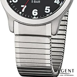 Regent Herren-Armbanduhr F-895 Quarz-Uhr Stahl-Armband silber URF895