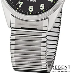 Regent Herren-Armbanduhr F-291 Quarz-Uhr Stahl-Armband silber URF291