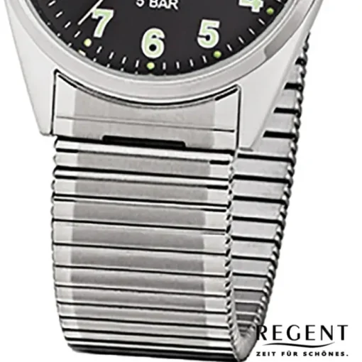 Regent Herren-Armbanduhr F-291 Quarz-Uhr Stahl-Armband silber URF291
