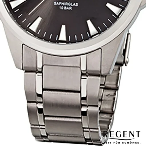 Regent Herren-Armbanduhr F-924 Quarz-Uhr Titan-Armband silber URF924