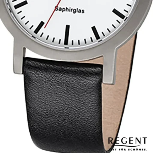 Regent Herren-Armbanduhr 32-F-1108 Quarz-Uhr Titan-Armband schwarz URF1108