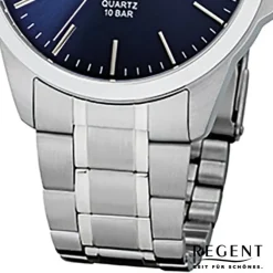 Regent Herren-Armbanduhr 32-F-1011 Quarz-Uhr Edelstahl-Armband silber URF1011