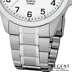 Regent Herren-Armbanduhr 32-F-1009 Quarz-Uhr Edelstahl-Armband silber URF1009
