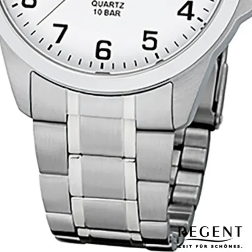 Regent Herren-Armbanduhr 32-F-1009 Quarz-Uhr Edelstahl-Armband silber URF1009