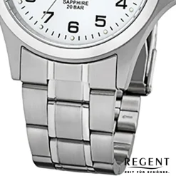 Regent Herren-Armbanduhr 32-F-1040 Quarz-Uhr Edelstahl-Armband silber URF1040