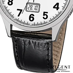 Regent Herren-Armbanduhr 32-FR-228 Funkuhr Leder-Armband schwarz URFR228