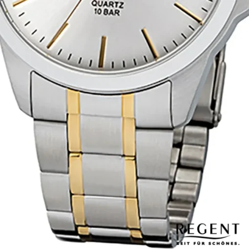Regent Herren-Armbanduhr 32-F-1013 Edelstahl-Armband silber gold URF1013
