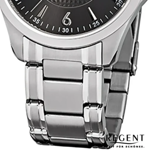 Regent Herren-Armbanduhr F-527 Quarz-Uhr Stahl-Armband silber URF527