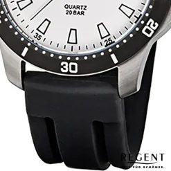 Regent Herren-Armbanduhr F-912 Quarz-Uhr Kunststoff-Armband schwarz URF912