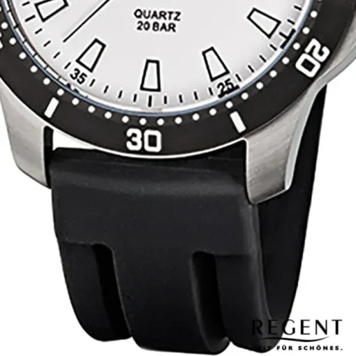 Regent Herren-Armbanduhr F-912 Quarz-Uhr Kunststoff-Armband schwarz URF912