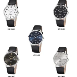 Regent Herren-Armbanduhr F-1240 Quarz-Uhr Leder-Armband schwarz UR1113409
