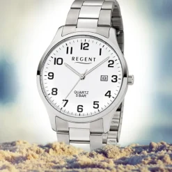Regent Herren-Armbanduhr F-1178 Quarz-Uhr Edelstahl-Armband silber UR1153403