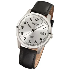 Regent Herren-Armbanduhr Mineralglas Quarz Titan schwarz URF931
