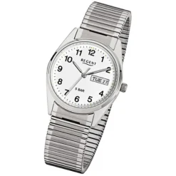 Regent Herren-Armbanduhr Mineralglas Quarz Edelstahl silber URF292