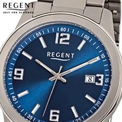 Regent Herren-Armbanduhr Mineralglas Quarz Titan grau silber URF840