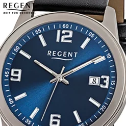 Regent Herren-Armbanduhr Mineralglas Quarz Titan schwarz URF844