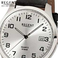 Regent Herren-Armbanduhr Mineralglas Quarz Titan schwarz URF931