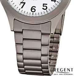 Regent Herren-Armbanduhr Mineralglas Quarz Titan grau silber URF837