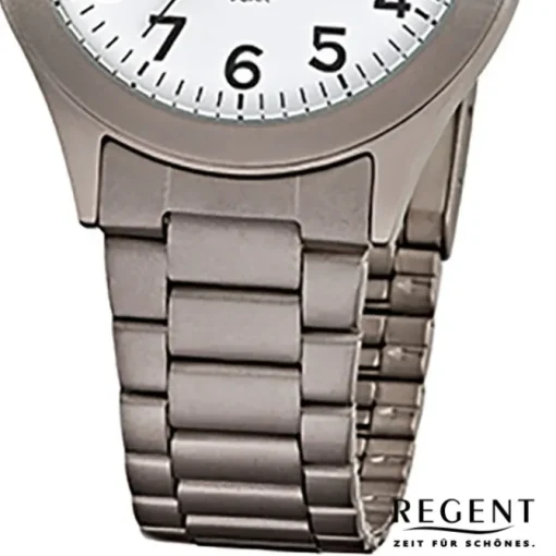 Regent Herren-Armbanduhr Mineralglas Quarz Titan grau silber URF837