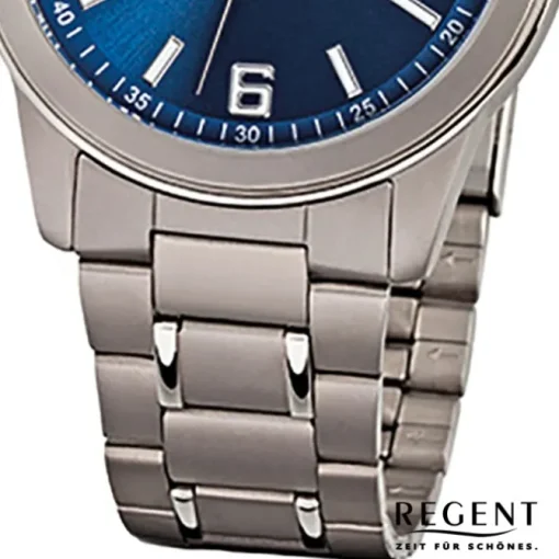 Regent Herren-Armbanduhr Mineralglas Quarz Titan grau silber URF840