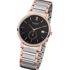 Regent Herren-Armbanduhr Quarz Uhr Edelstahl-Band silber rosegold Uhr URGM1409
