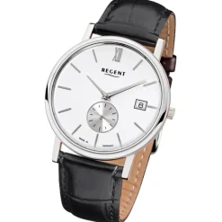 Regent Herren-Armbanduhr Quarz-Uhr Leder-Armband schwarz Uhr URGM1451