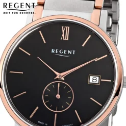 Regent Herren-Armbanduhr Quarz Uhr Edelstahl-Band silber rosegold Uhr URGM1409