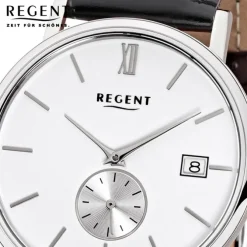 Regent Herren-Armbanduhr Quarz-Uhr Leder-Armband schwarz Uhr URGM1451