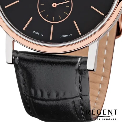 Regent Herren-Armbanduhr Quarz-Uhr Leder-Armband schwarz Uhr URGM1453
