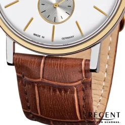 Regent Herren-Armbanduhr Quarz-Uhr Leder-Armband braun Uhr URGM1449