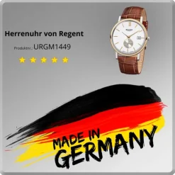 Regent Herren-Armbanduhr Quarz-Uhr Leder-Armband braun Uhr URGM1449