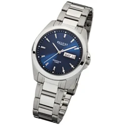 Regent Herren-Armbanduhr Saphirglas Quarz Edelstahl silber URF526